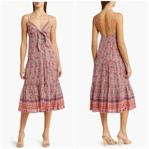 Veronica Beard Red and Purple Midi Dress - Picture 1 of 16